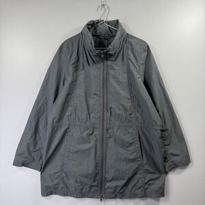 Eileen Fisher Jacket Womens Large Gray Lightweight Nylon Full Zip Travel Coat